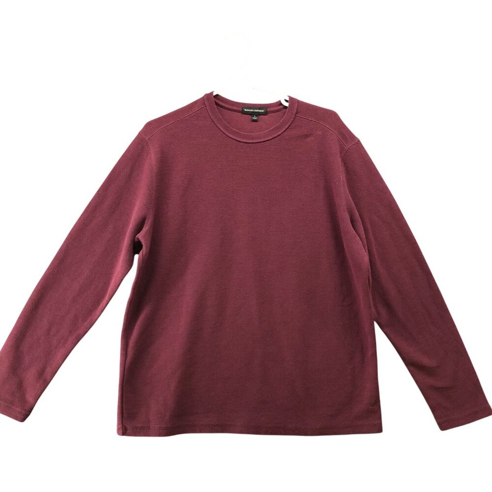 Banana Republic Crewneck Sweater Mens L Burgundy Red Cotton Blend Pullover